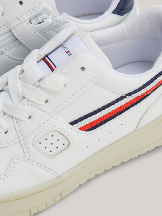 white signature tape lace-up trainers for kids unisex tommy hilfiger