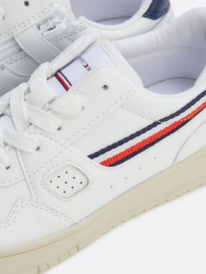 white signature tape lace-up trainers for kids unisex tommy hilfiger