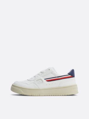 white signature tape lace-up trainers for kids unisex tommy hilfiger