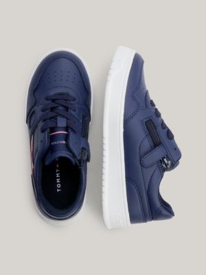 Signature Tape Lace-Up Hook And Loop Trainers, BLUE