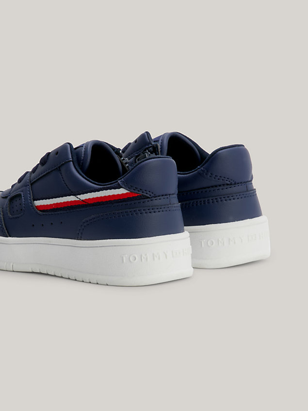blue signature tape lace-up trainers for kids unisex tommy hilfiger