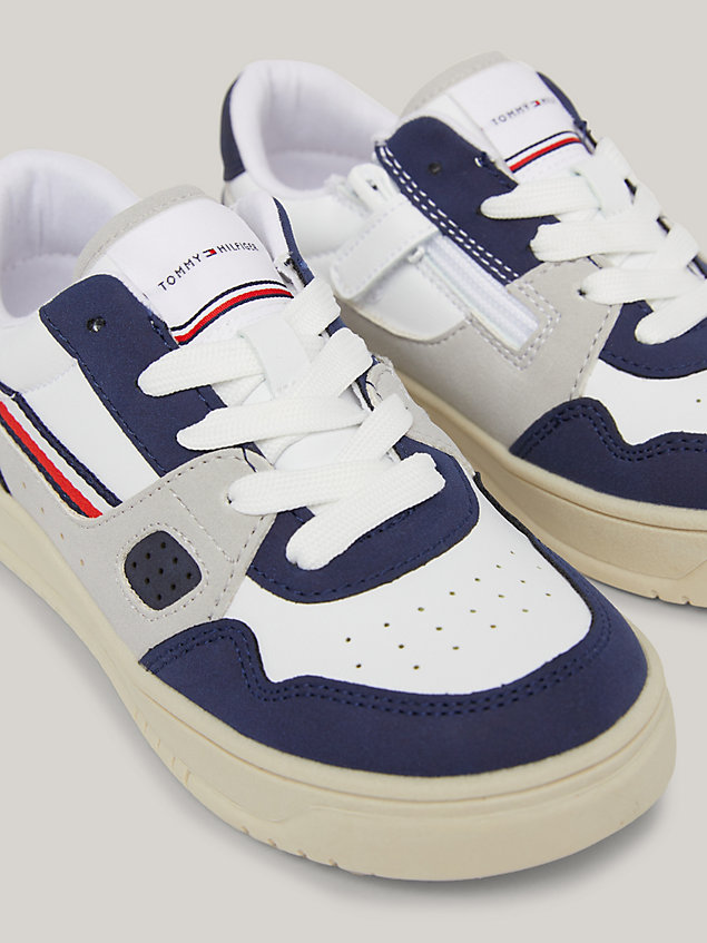 blue stripe lace-up trainers for kids unisex tommy hilfiger