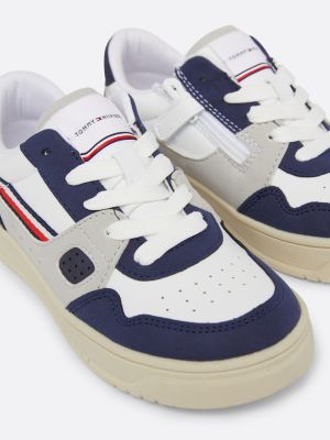 blue stripe lace-up trainers for kids unisex tommy hilfiger