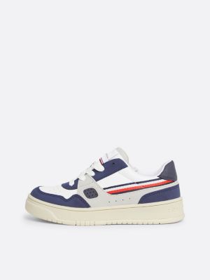 blue stripe lace-up trainers for kids unisex tommy hilfiger