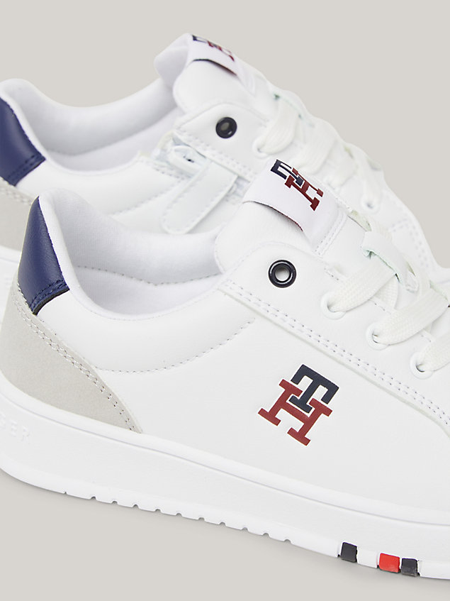 white lace-up sneaker mit monogramm für kids unisex - tommy hilfiger