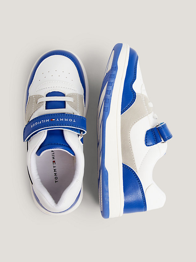 blue signature tape lace-up hook and loop trainers for boys tommy hilfiger