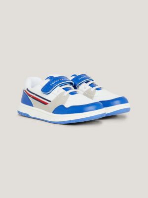 Signature Tape Lace-Up Hook And Loop Trainers, BLUE