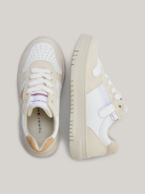 Tonal Flag Lace-Up Trainers | Beige | Tommy Hilfiger
