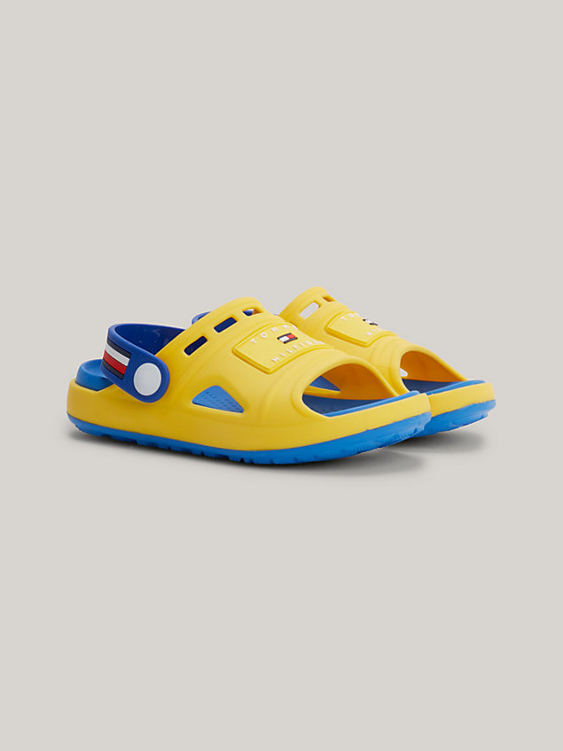 yellow colour-blocked sandals for kids unisex tommy hilfiger
