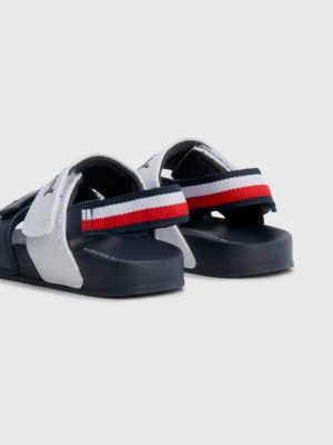 Sandales scratch et logo Bleu Tommy Hilfiger