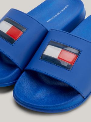 blauw badslipper met vlag voor jongens - tommy hilfiger