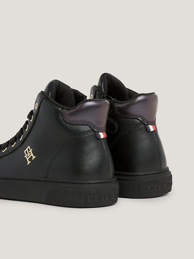 black high-top lace-up th monogram trainers for girls tommy hilfiger