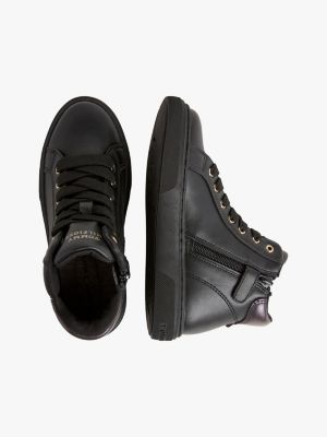 schwarz high-top lace-up sneaker mit th-monogramm für mädchen - tommy hilfiger