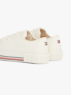 baskets à semelle emblématique et lacets blanc pour filles tommy hilfiger