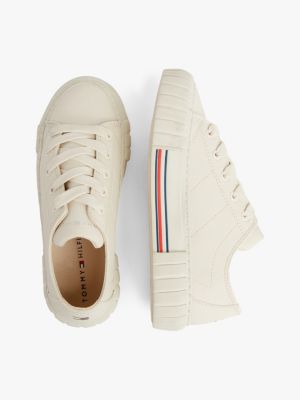 baskets à semelle emblématique et lacets blanc pour filles tommy hilfiger