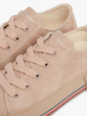 baskets texturées à rayures rose pour filles tommy hilfiger