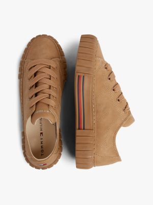 brown stripe texture trainers for girls tommy hilfiger