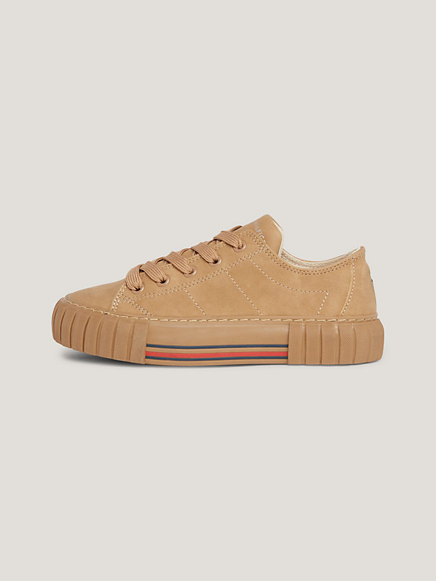 brown stripe texture trainers for girls tommy hilfiger