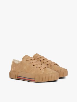 brown stripe texture trainers for girls tommy hilfiger