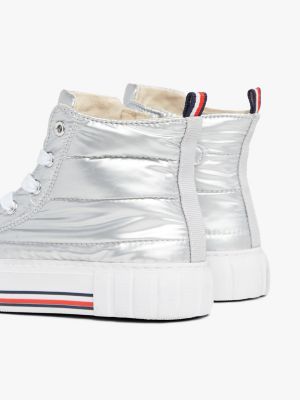 baskets montantes emblématiques argent pour filles tommy hilfiger