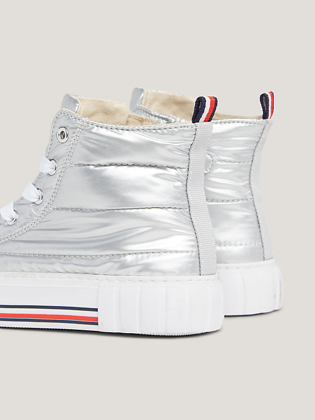 silver high-top signature trainers for girls tommy hilfiger