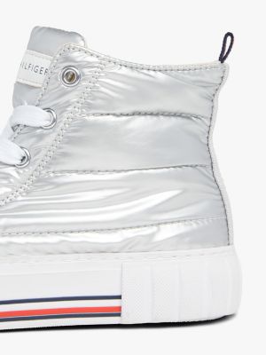 baskets montantes emblématiques argent pour filles tommy hilfiger