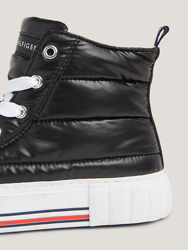 black hoge sneaker met signature-details voor meisjes - tommy hilfiger