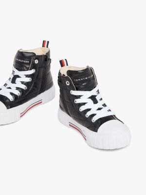 baskets montantes emblématiques noir pour filles tommy hilfiger