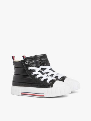 Hoge sneaker met signature details Zwart Tommy Hilfiger