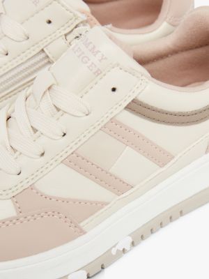 rosa sneaker mit flag und feinem sohlenprofil für mädchen - tommy hilfiger