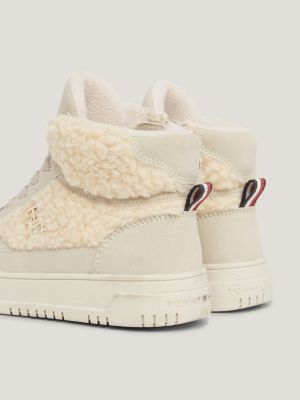 Hoge sneaker met teddy fleece en TH monogram Beige Tommy Hilfiger