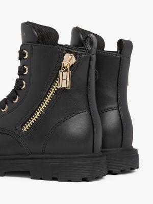 black lace-up biker boots for girls tommy hilfiger