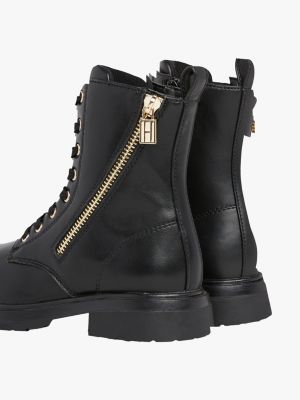 Black biker best sale lace up boots