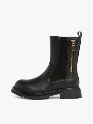 bottines chelsea zippées à semelle crantée noir pour filles tommy hilfiger