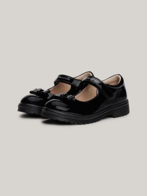 black hook and loop fine cleat patent shoes for girls tommy hilfiger