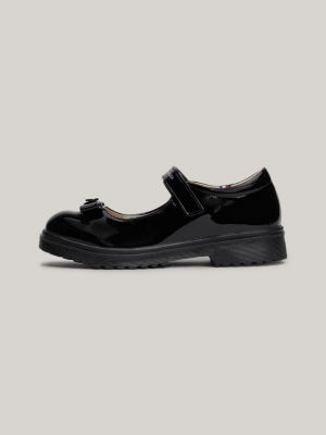 black hook and loop fine cleat patent shoes for girls tommy hilfiger