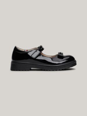 black hook and loop fine cleat patent shoes for girls tommy hilfiger