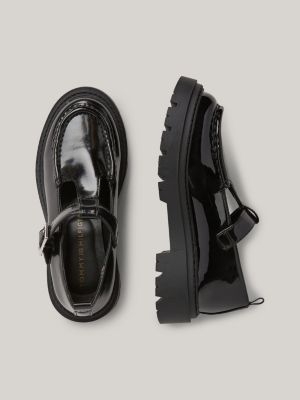 black patent chunky buckle cleat shoes for girls tommy hilfiger