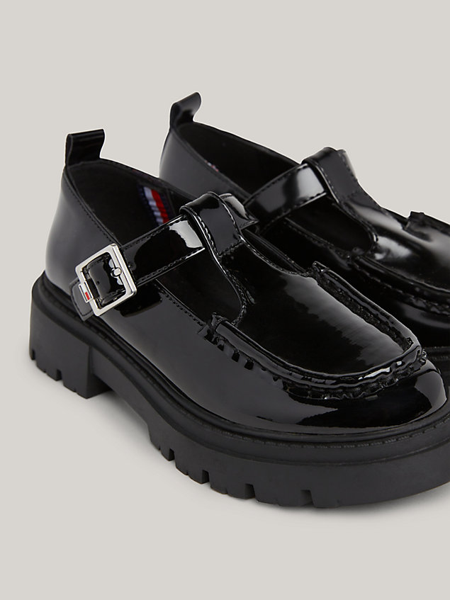 black patent chunky buckle cleat shoes for girls tommy hilfiger