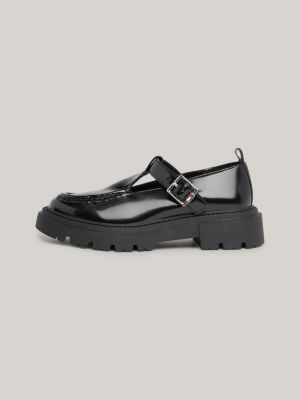 chaussures vernies à boucle semelle crantée noir pour filles tommy hilfiger