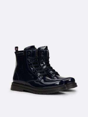 bottines vernies à lacets blue pour filles tommy hilfiger