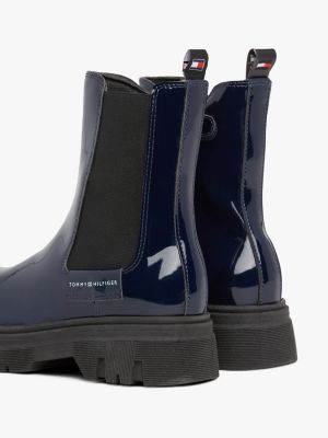 blauw gelakte chelsea boots voor meisjes - tommy hilfiger