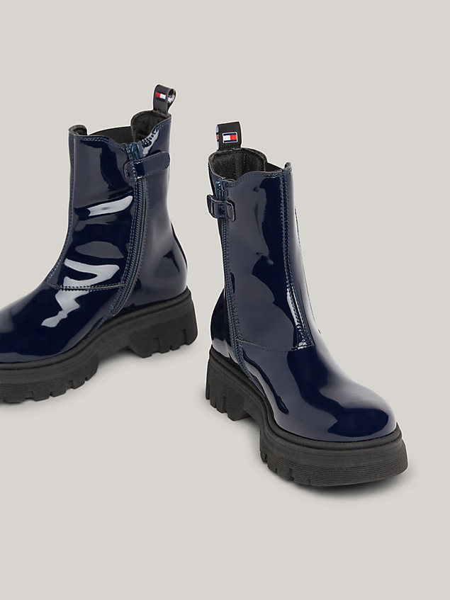 blue patent chelsea boots for girls tommy hilfiger