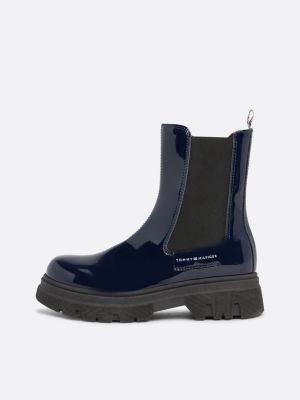 stivaletti chelsea verniciati blu da bambine tommy hilfiger