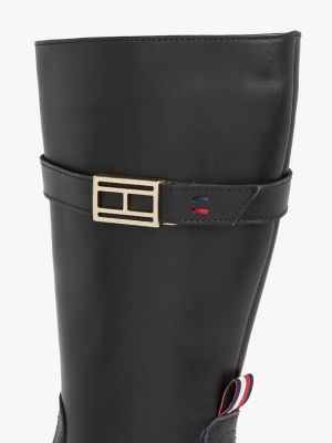 bottes hautes en cuir à boucle noir pour filles tommy hilfiger