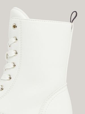 white chunky sole lace-up biker boot for girls tommy hilfiger