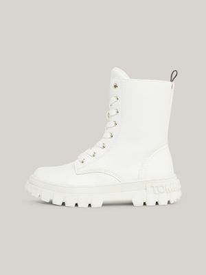 Botas moteras de cordones con suela gruesa Blanco Tommy Hilfiger