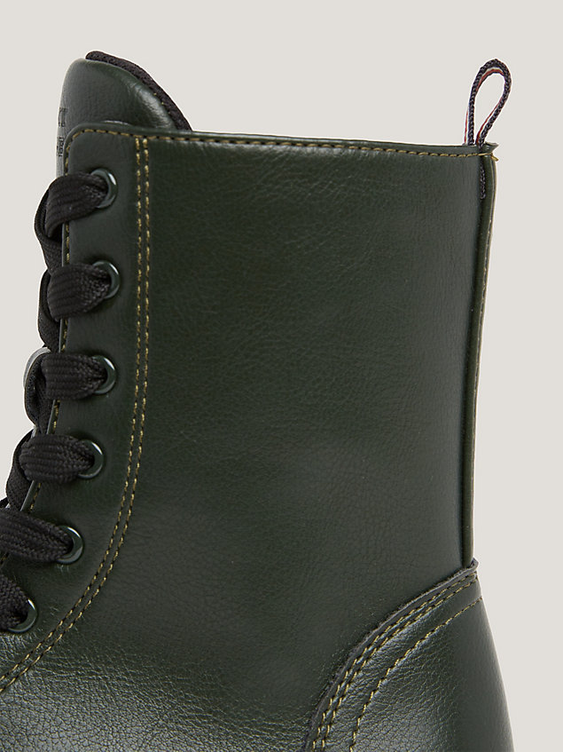 green chunky sole lace-up biker boot for girls tommy hilfiger