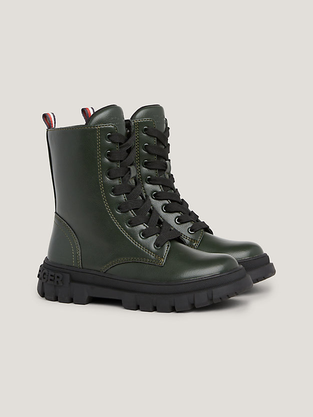 Chunky Sole Lace-Up Biker Boot | Green | Tommy Hilfiger
