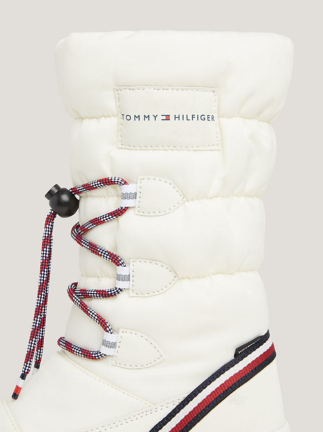 white snowboot met logo en signature-tape voor meisjes - tommy hilfiger